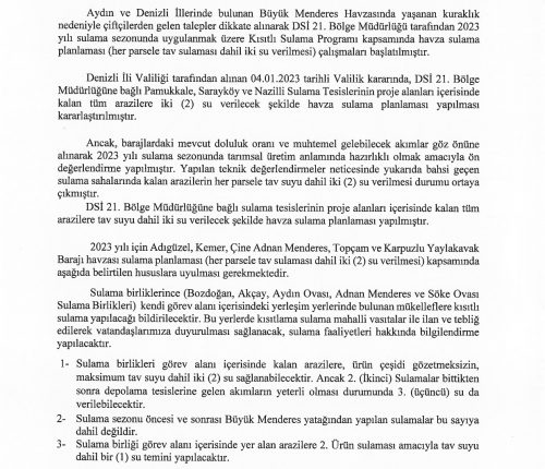 Adıgüzel, Kemer, Çine Adnan Menderes, Karpuzlu Yaylakavak ve Topçam Barajlarından Sulanan Alanlarda Uygulanacak Olan Aydın Valilik Kararı_page-0001 Adıgüzel, Kemer, Çine Adnan Menderes, Karpuzlu Yaylakavak ve Topçam Barajlarından Sulanan Alanlarda Uygulanacak Olan Aydın Valilik Kararı_page-0001